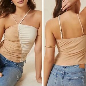 Anthropologie DOLAN Asymptomatic Ruched Halter Top Size Large NWT